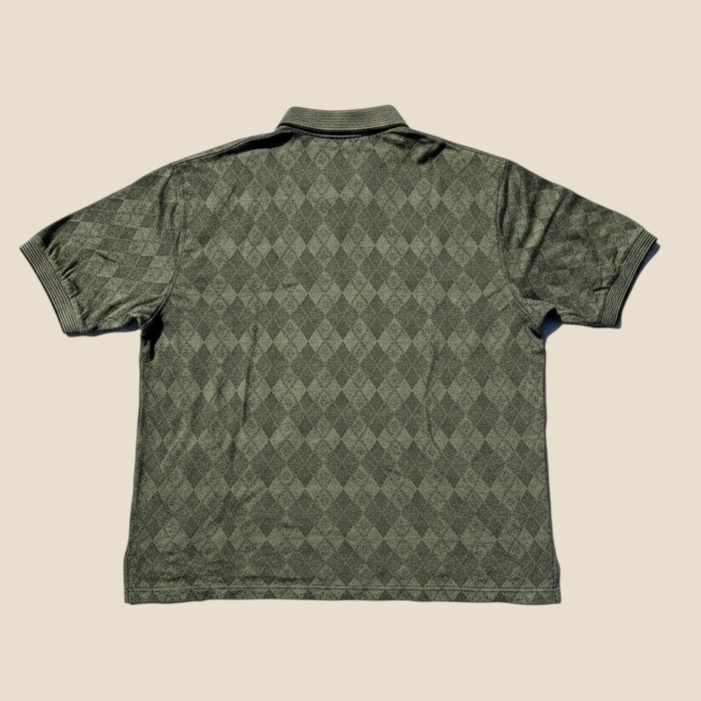 Pringle of Scotland Mens XL Polo Shirt Green Diamond Argyle Mercerized Cotton - Picture 2 of 11